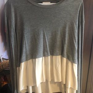 Wilfred Tops - Wilfred Grey Tshirt with Silk Peplum Bottom Wilfred Tops - Wilfred Grey Tshirt with Silk Peplum Bottom